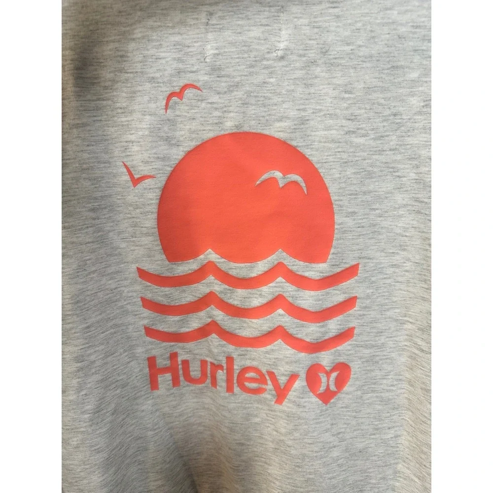 Hurley Kids Gray Heather‎ Sunset Graphic Hoodie Sweatshirt Size M 10/12